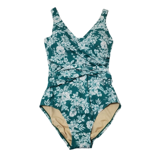 NEW Lands End Swim SlenderSuit Belted Sweetheart One Piece Bathing suit - Picture 2 of 16